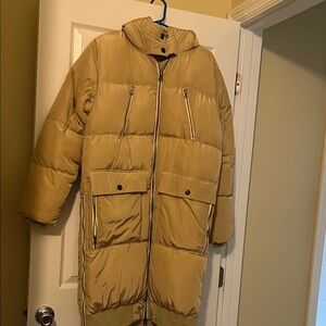 Free People Beige Yellow Puffer Jacket Size S - like new
